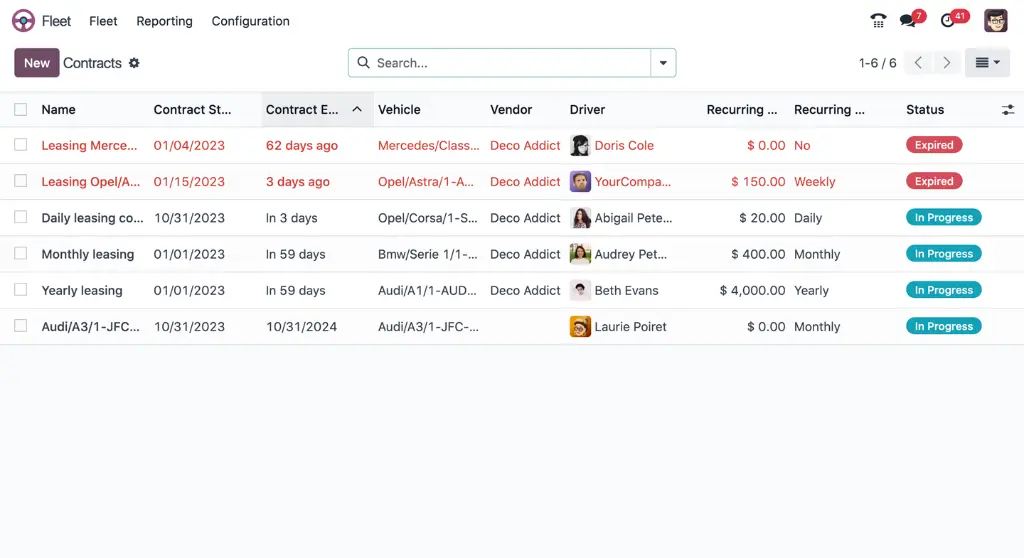 Odoo Fleet - управление на автопарка