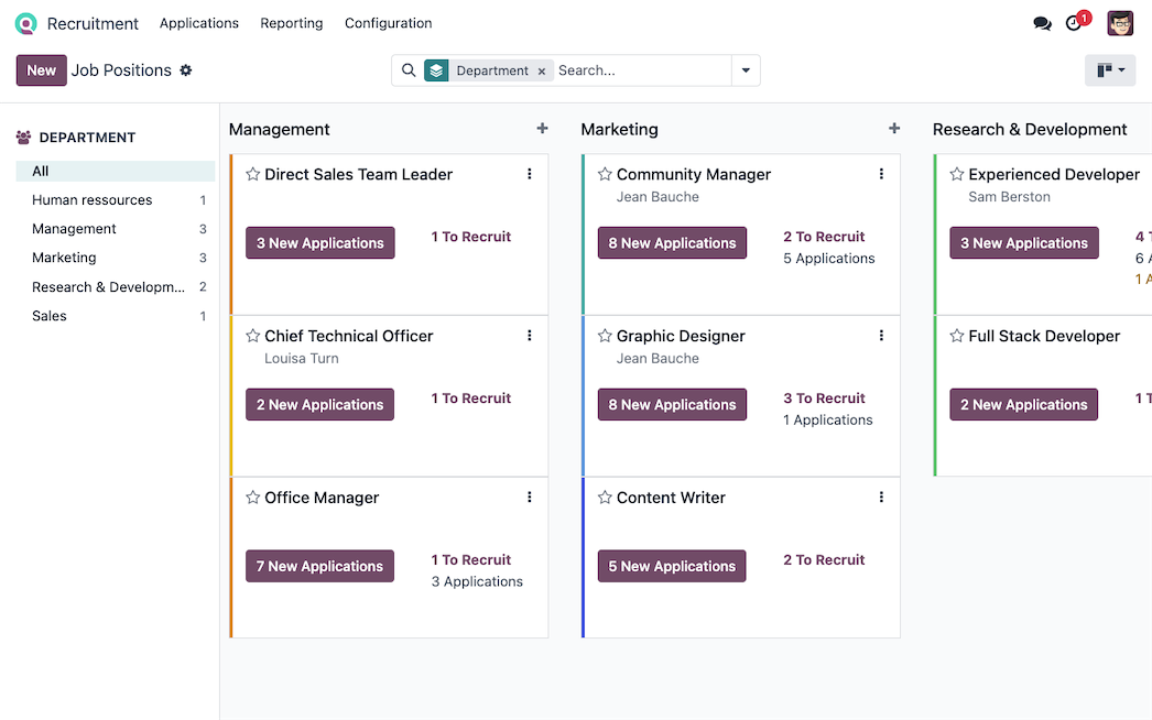 Odoo Recruitment - набиране на персонал