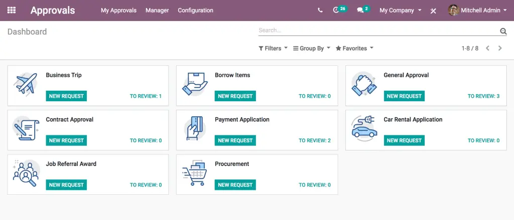 Odoo Approvals - управление на одобренията